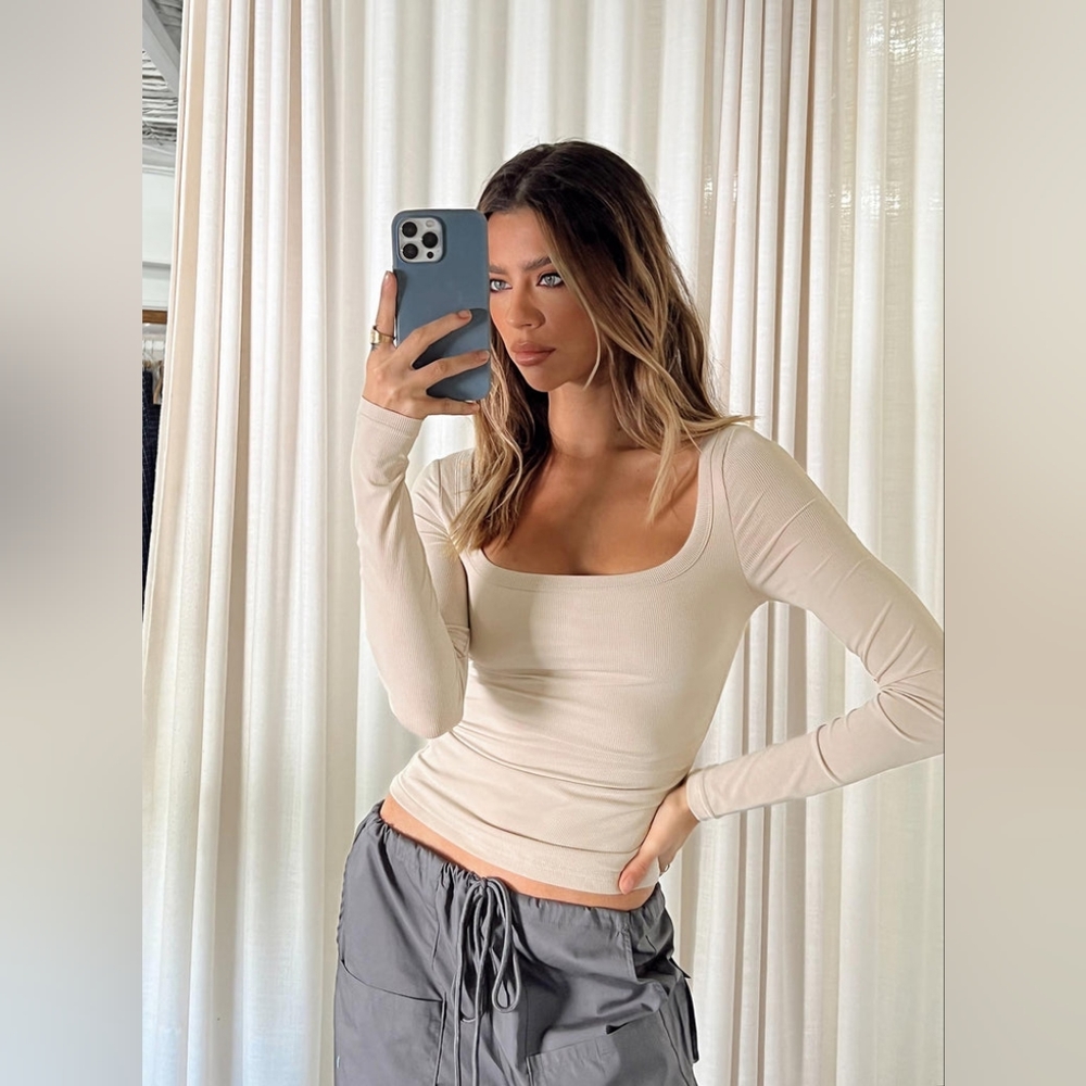 Princess Polly ARTHIE Beige Long Sleeve Top available in various sizes New w Tag